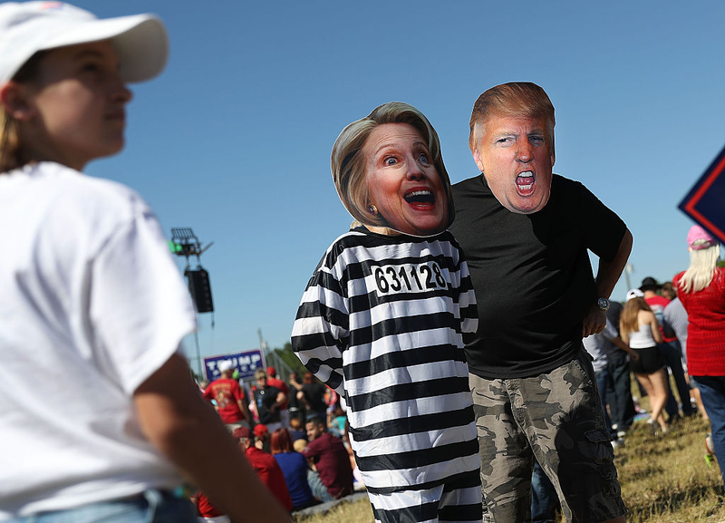 Trump supporters playing dress up at the Collier County Fairgrounds on October 23, 2016 in Naples, Florida. (Photo by Joe Raedle/Getty Images)